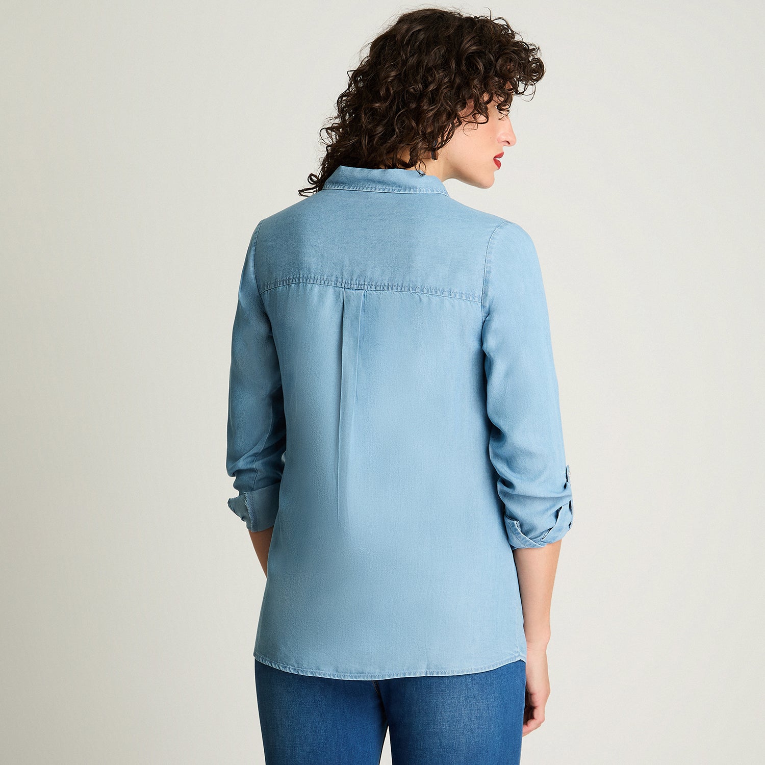 Blusa Lyocell Denim Celeste Curvi