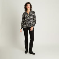 Blusa Cuello Mao Botones Negro Curvi