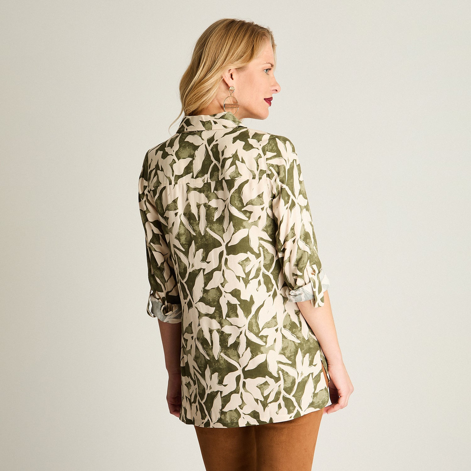 Blusa Estampada Viscosa Twill Verde