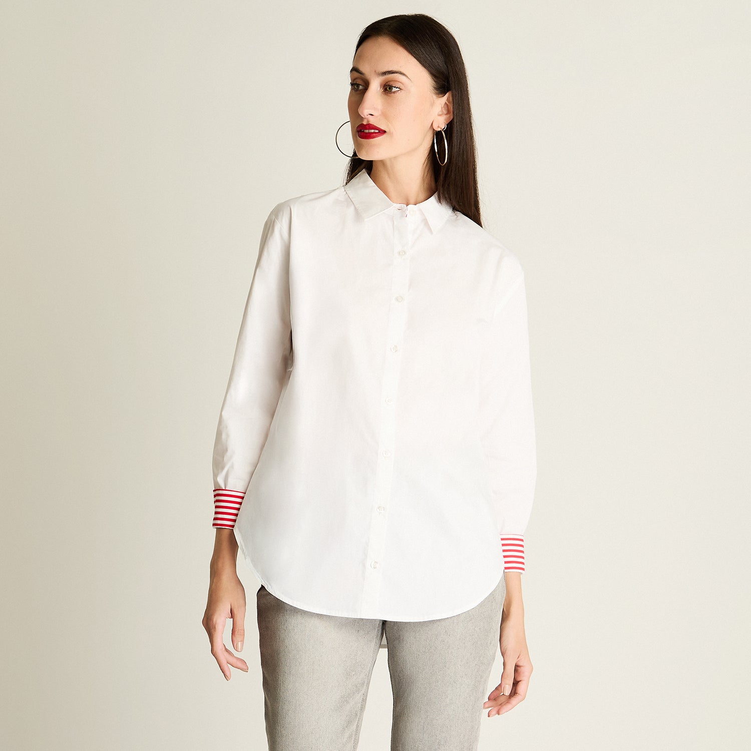 Blusa Oversize Con Detalles En Las Mangas Blanco