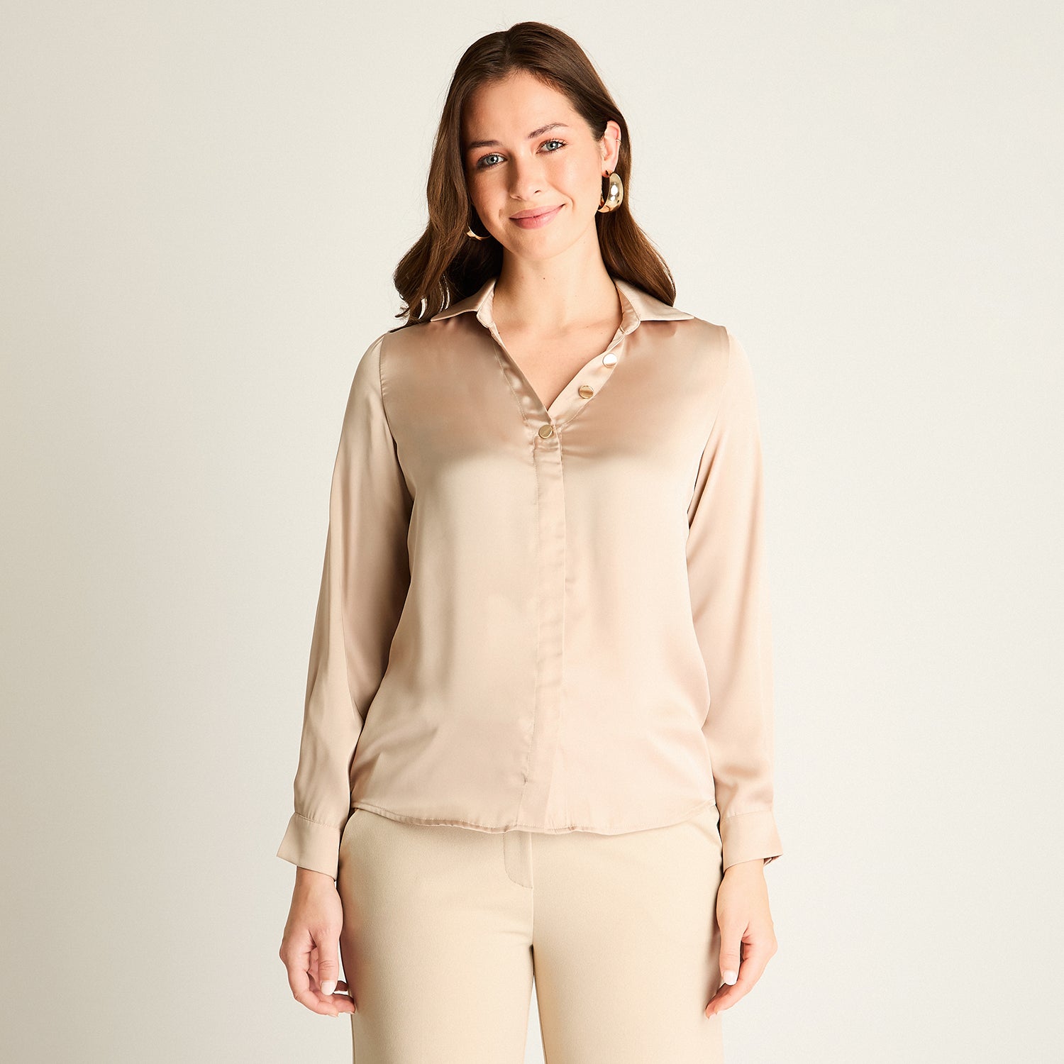 Blusa Arena Manga Larga Cuello Camisero