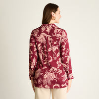 Blusa Burdeo Estampada Manga Larga