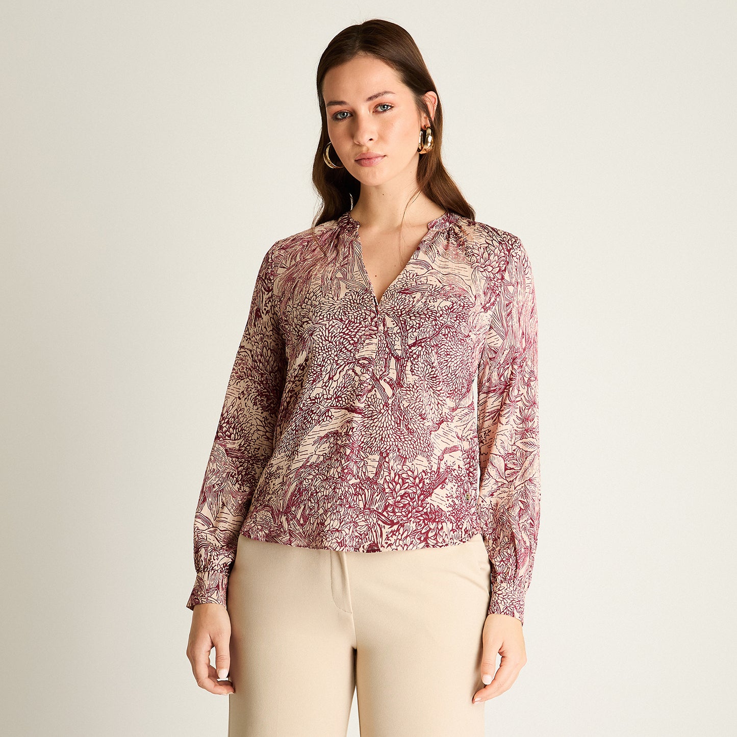 Blusa Arena Estampada Cuello Redondo