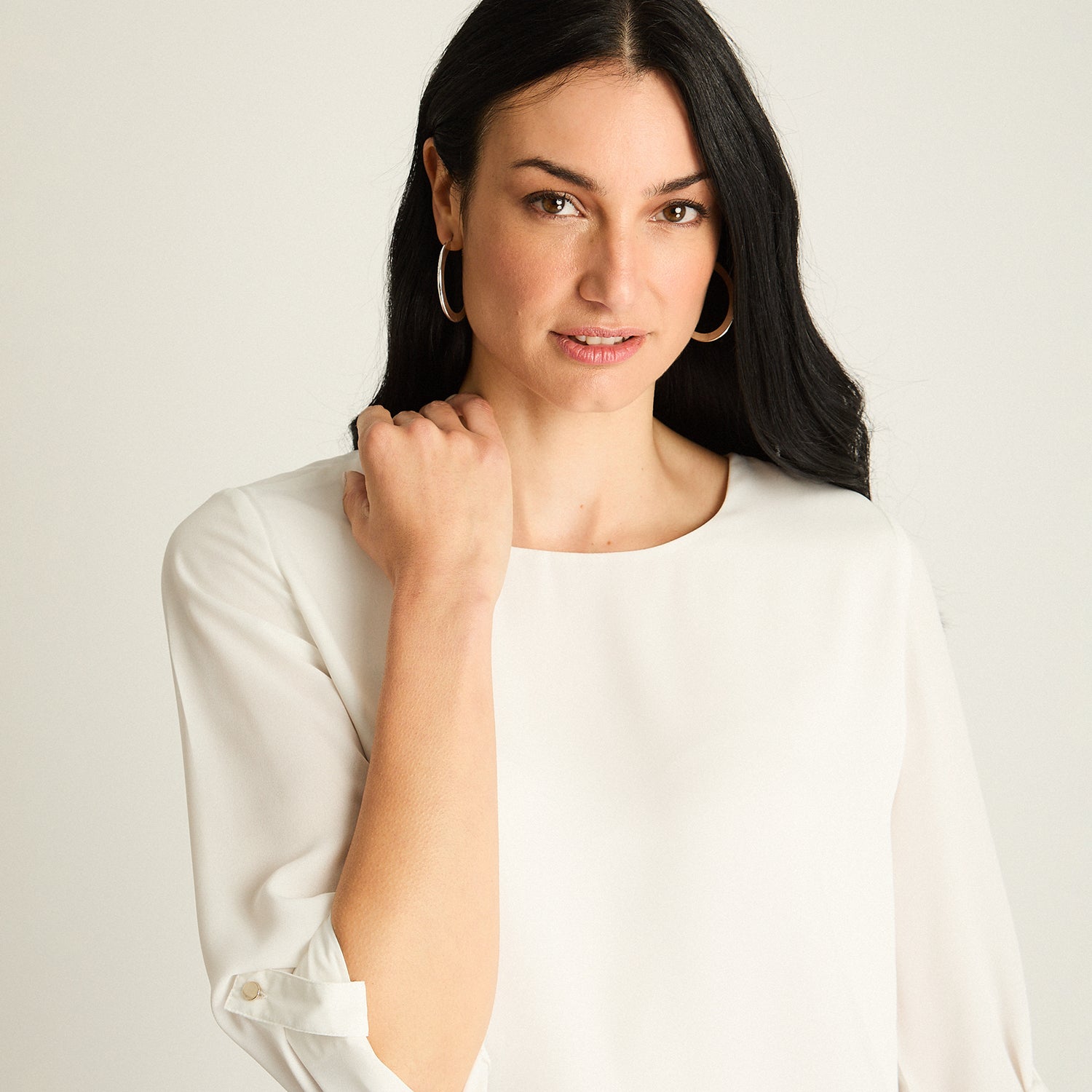 Blusa Crudo con Manga 3/4 Roll-Up