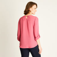 Blusa Rosado con Manga 3/4 Roll-Up