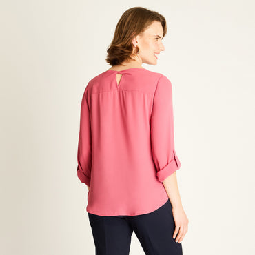 Blusa Rosado con Manga 3/4 Roll-Up