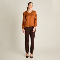 Blusa Terracota Manga Larga con Botón en Espalda