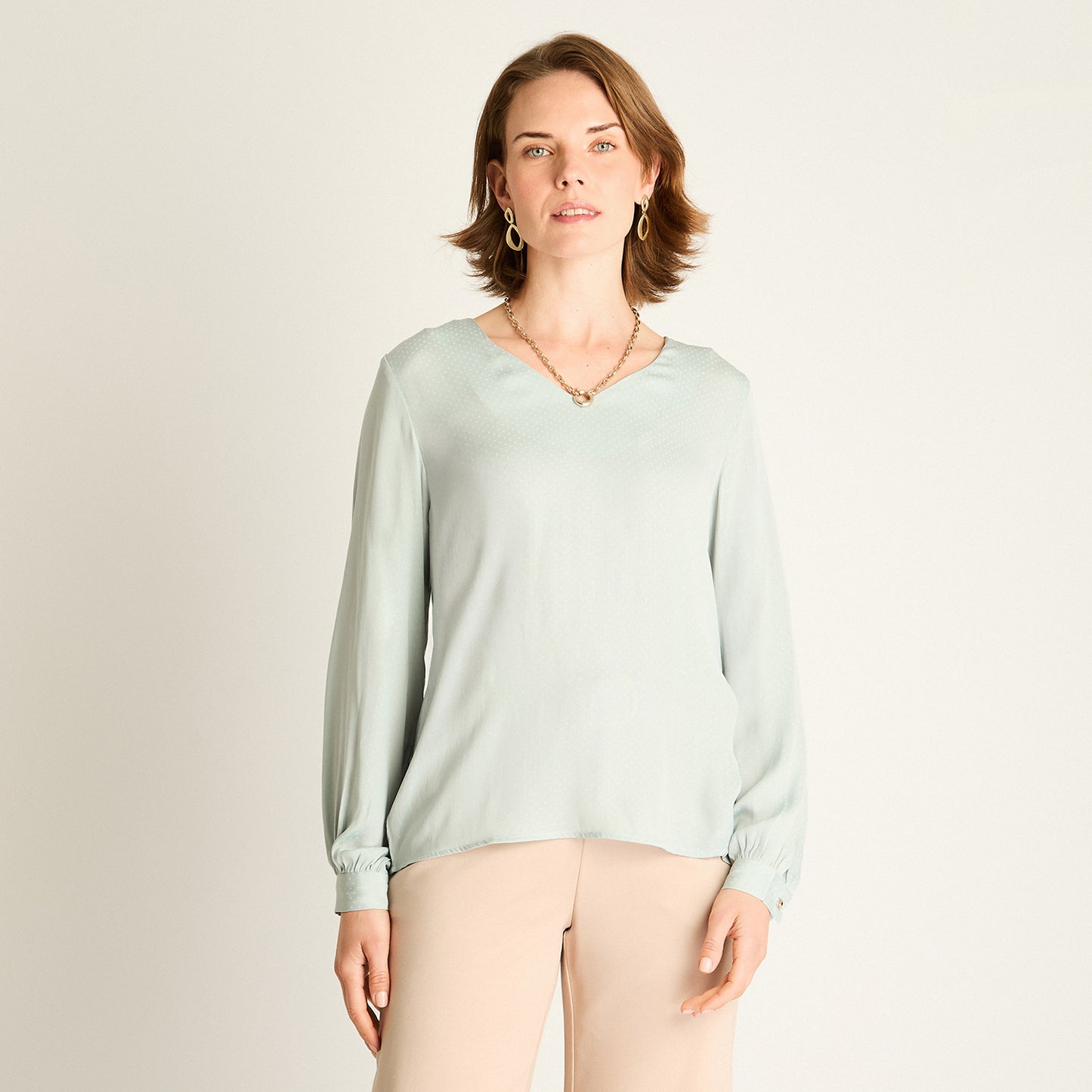 Blusa Menta Cuello en V