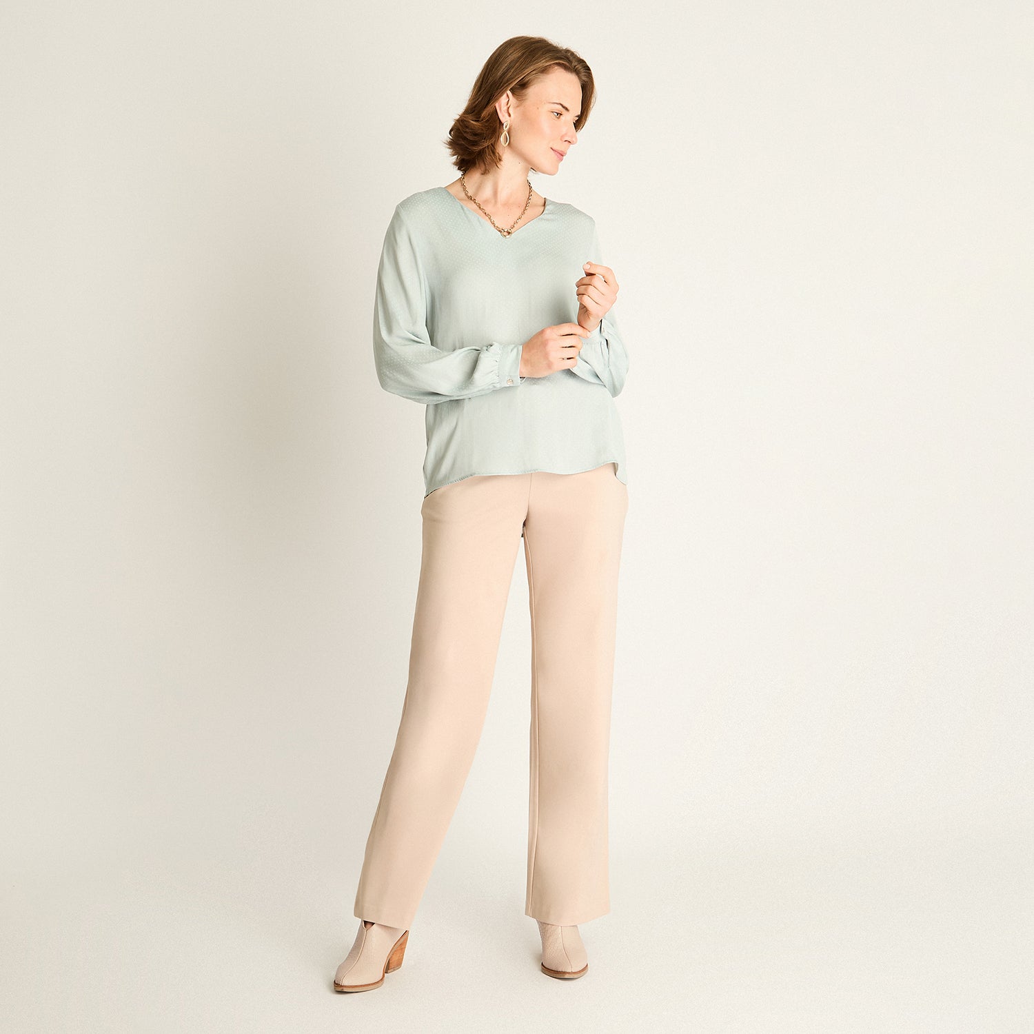 Blusa Menta Cuello en V