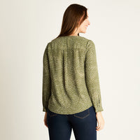 Blusa Verde Estampada con Escote en V
