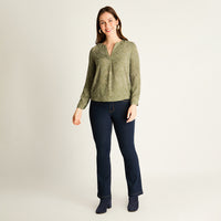 Blusa Verde Estampada con Escote en V