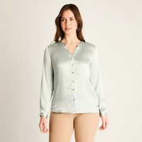 Blusa Menta con Botonadura Frontal