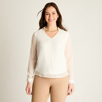 Blusa Crudo con Cuello Camisero