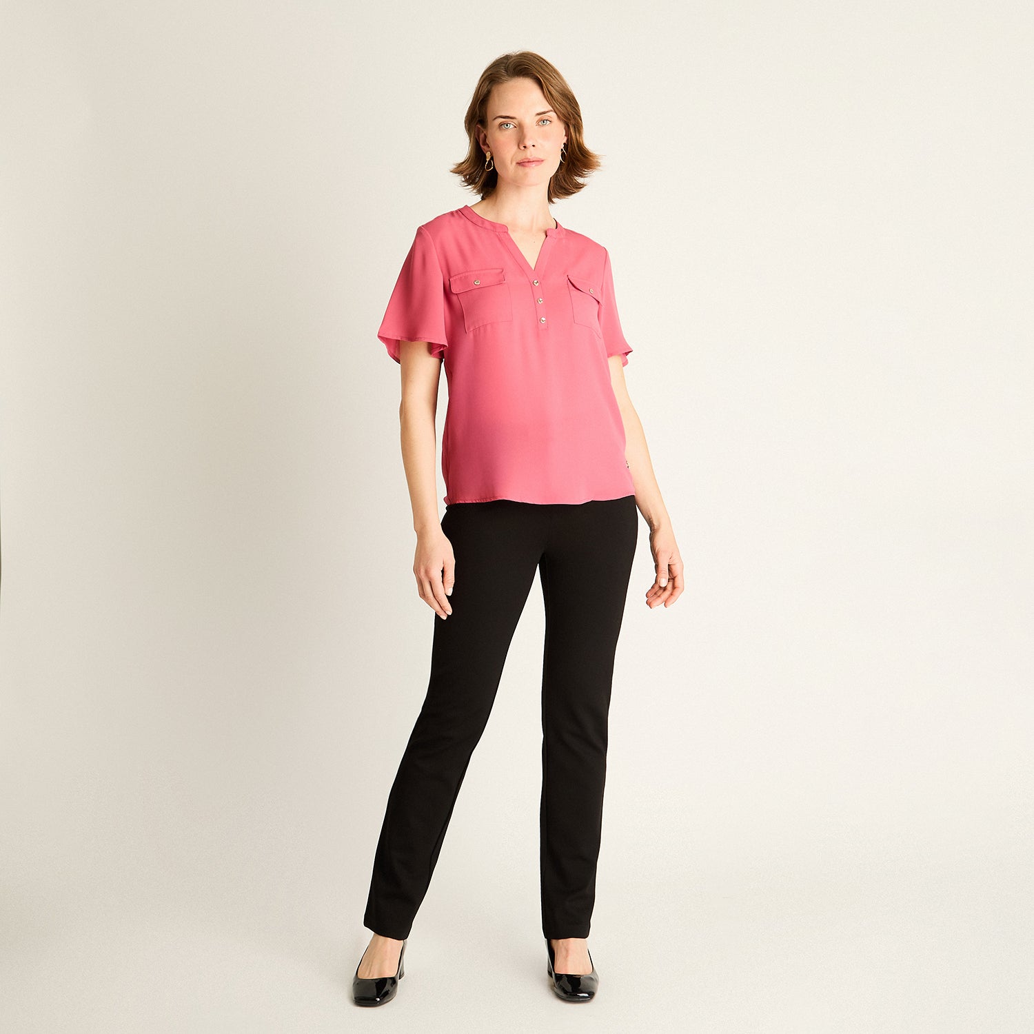 Blusa Rosado con Bolsillos Frontales