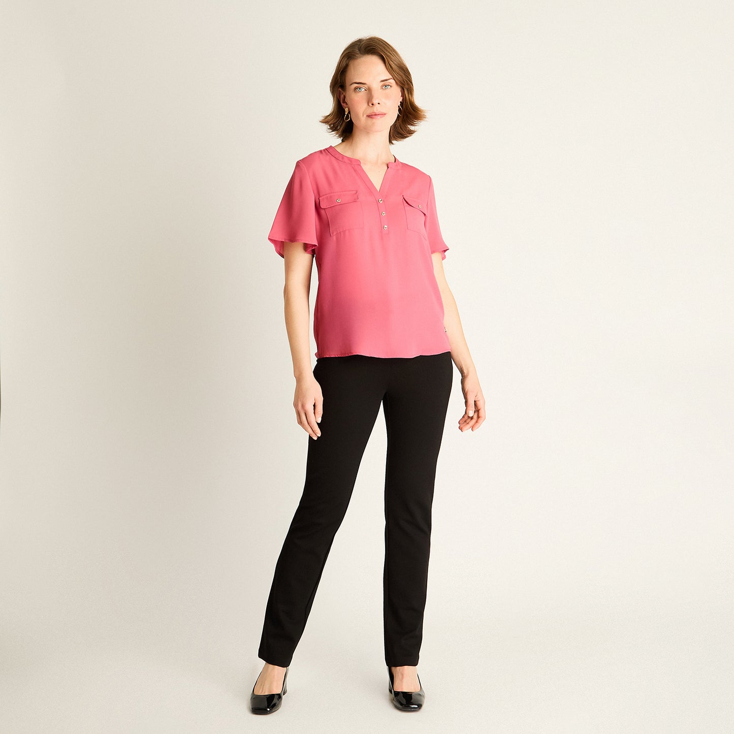 Blusa Rosado con Bolsillos Frontales