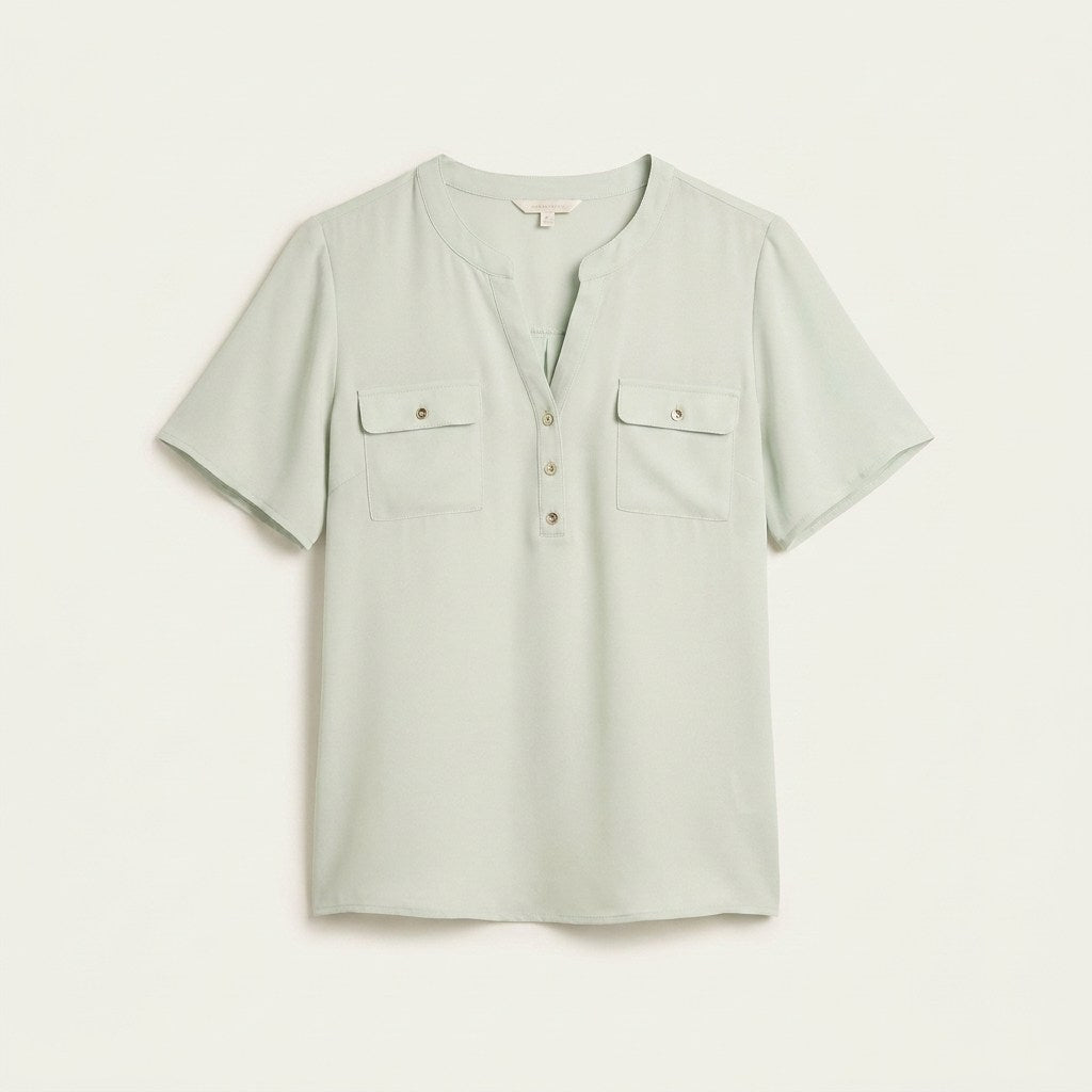 Blusa Menta con Bolsillos Frontales en plano