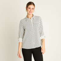 Blusa Blanca Rayas Finas - Lorenzo di Pontti