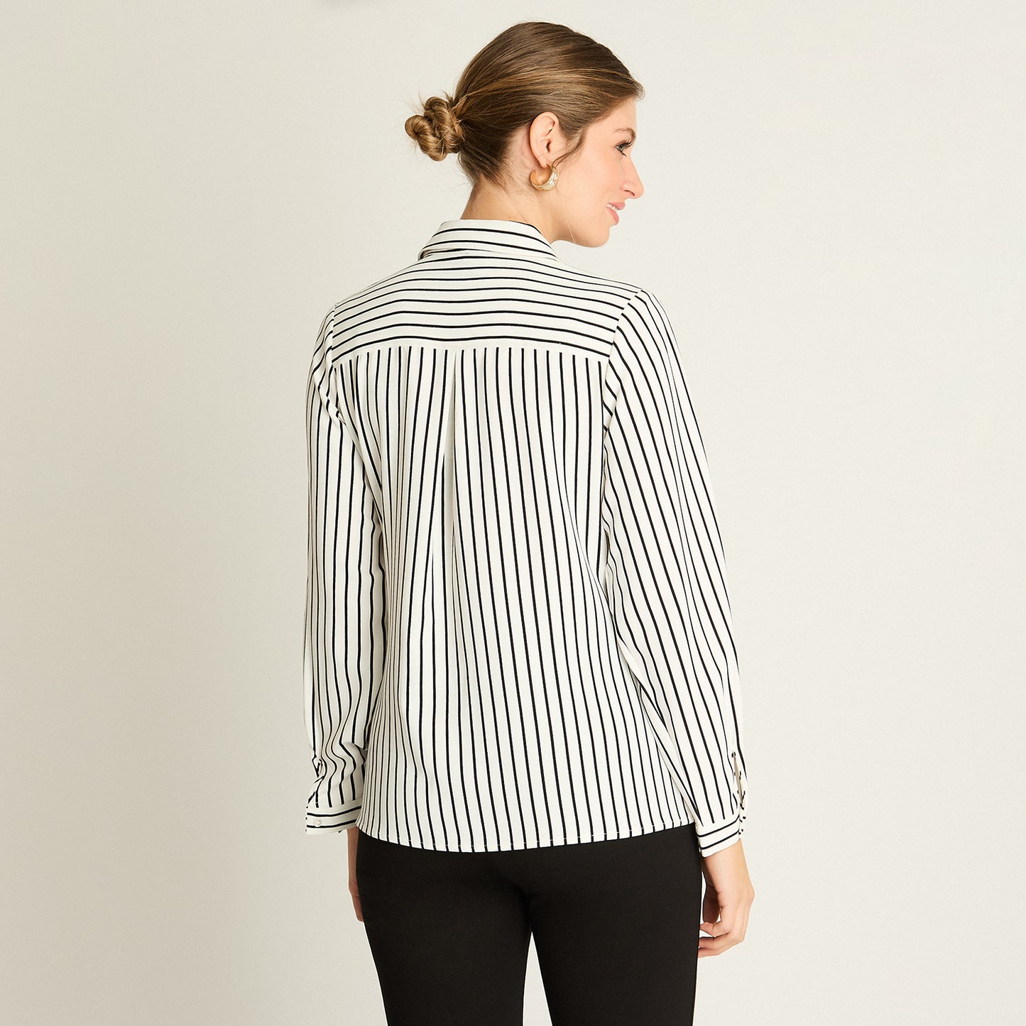 Blusa Blanca Rayas Finas - Lorenzo di Pontti