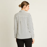 Blusa Blanca Rayas Finas - Lorenzo di Pontti