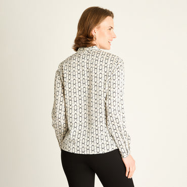 Blusa Negra con Lazo en el Cuello