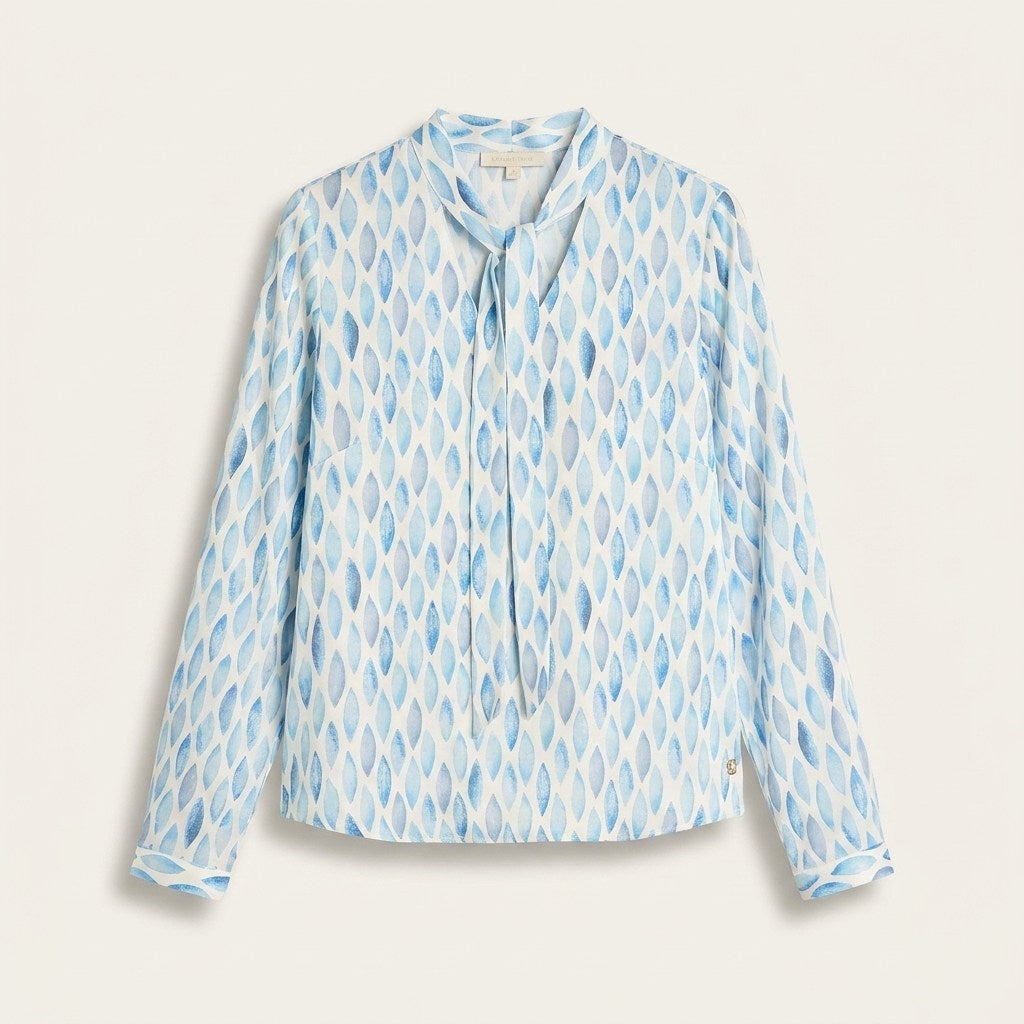 Blusa Celeste con Estampado Geométrico en plano