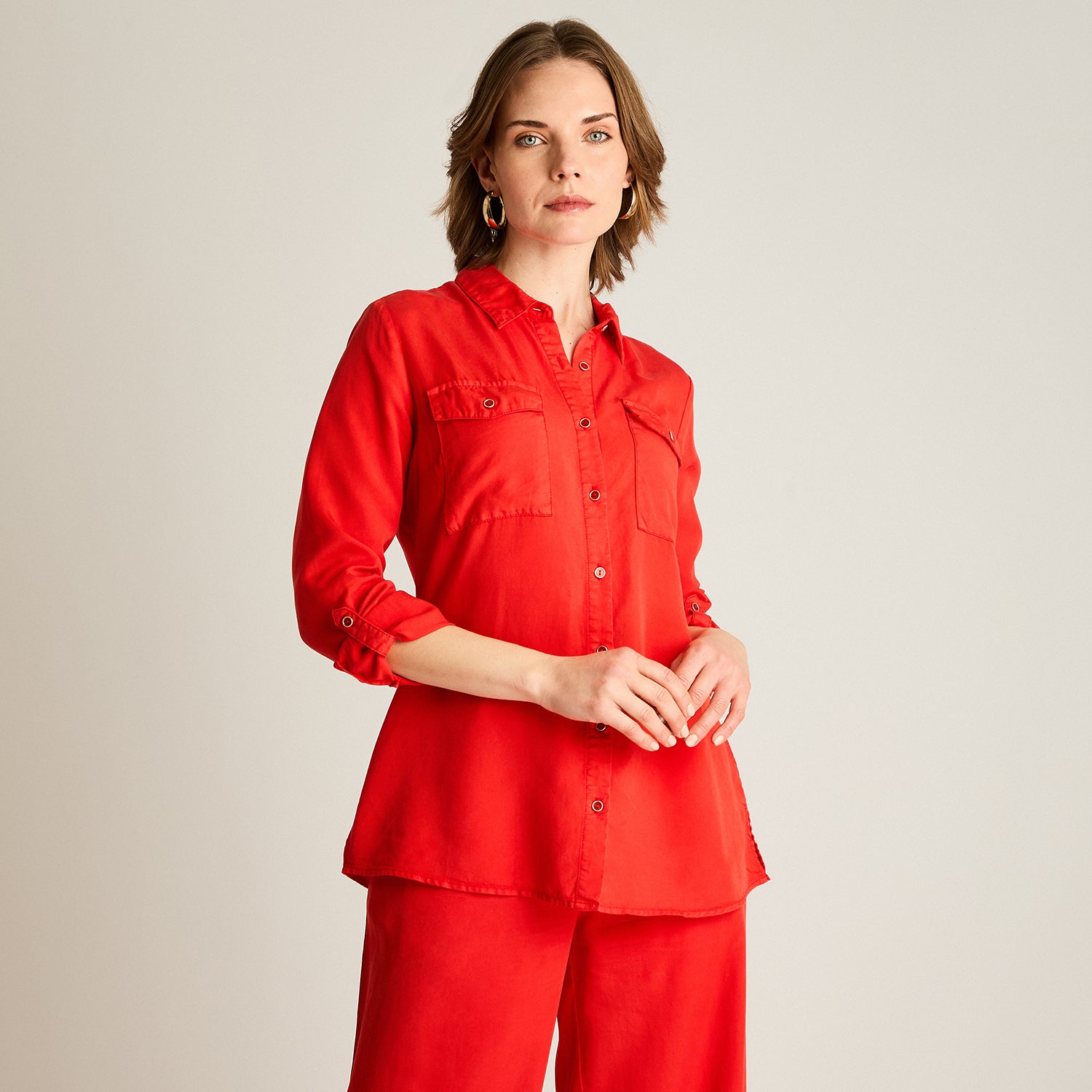 Blusa Roja Camisera de Lyocell