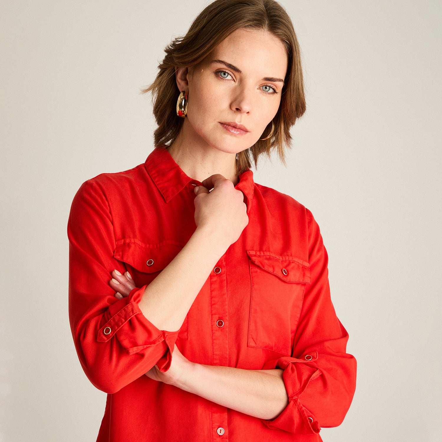 Blusa Roja Camisera de Lyocell