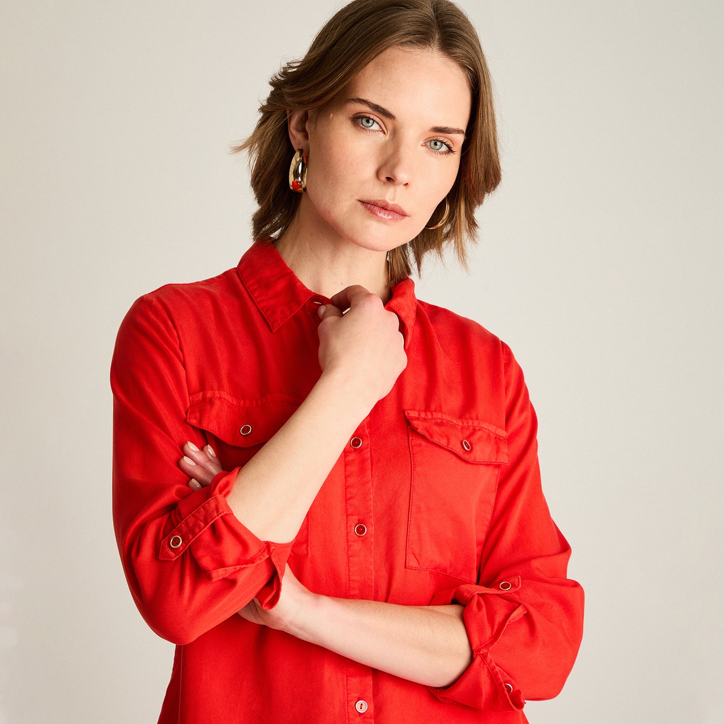 Blusa Roja Camisera de Lyocell