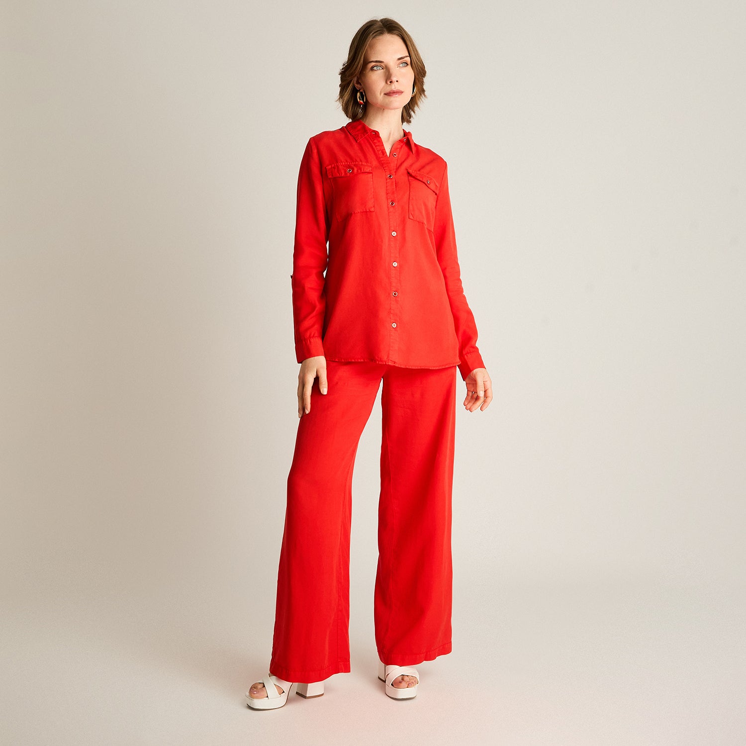 Blusa Roja Camisera de Lyocell