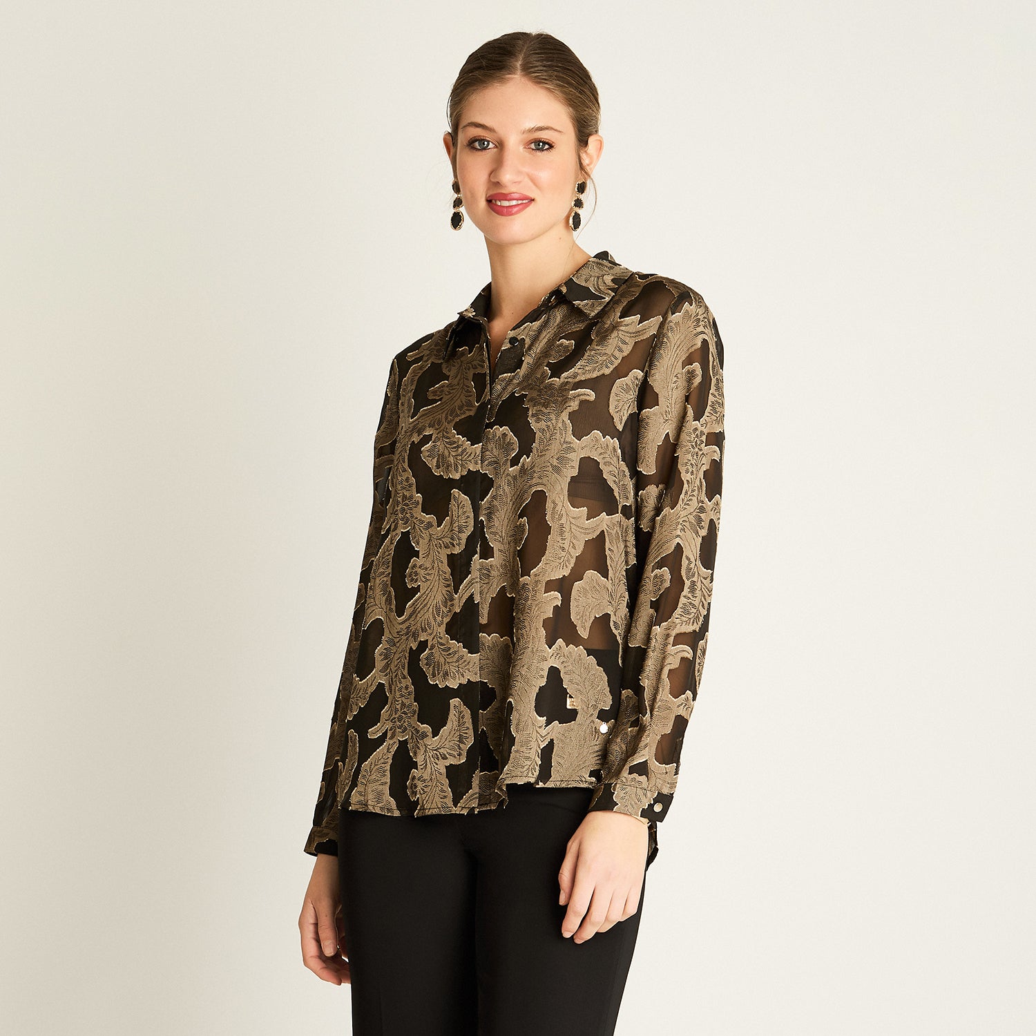 Blusa Negra Estampada - Lorenzo di Pontti