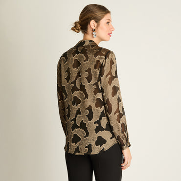 Blusa Negra Estampada - Lorenzo di Pontti