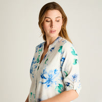 Blusa Azul Floral Larga