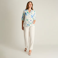 Blusa Azul Floral Larga