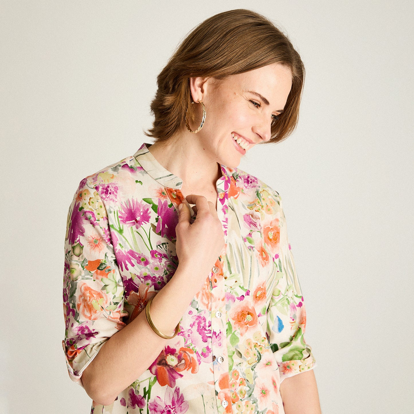 Blusa Fucsia Floral Larga