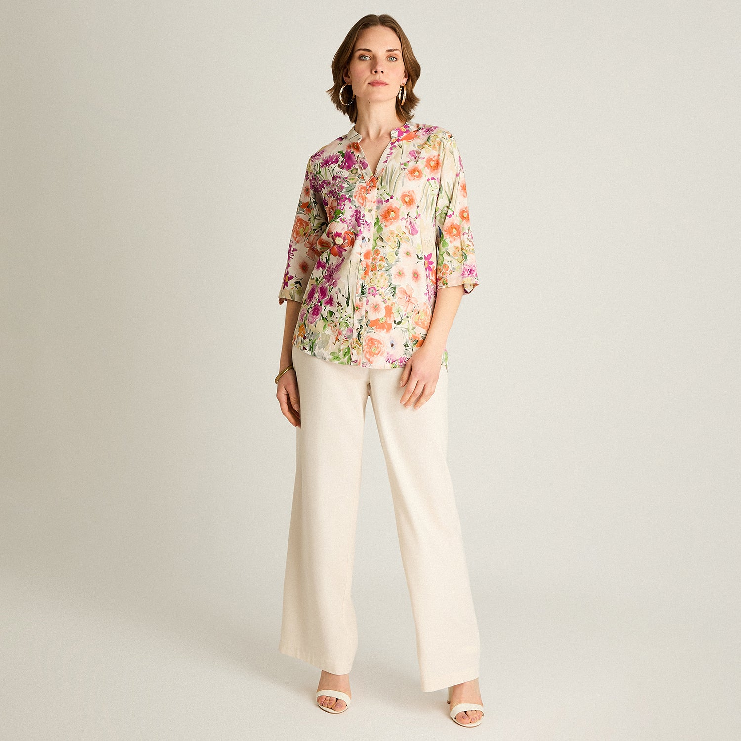 Blusa Fucsia Floral Larga