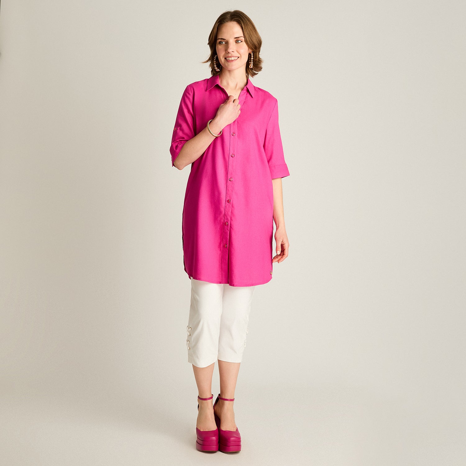 Blusa Morado Floral Manga Larga