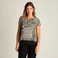 Blusa Negro Estampado Zigzag