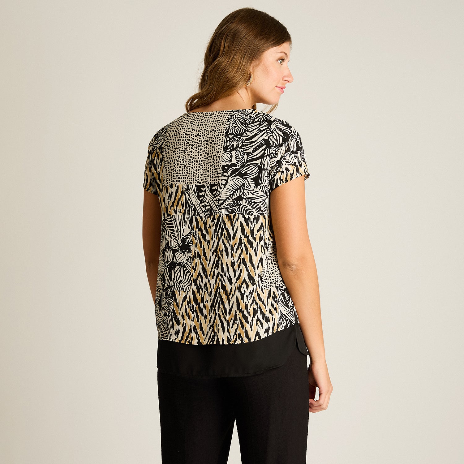 Blusa Negro Estampado Zigzag