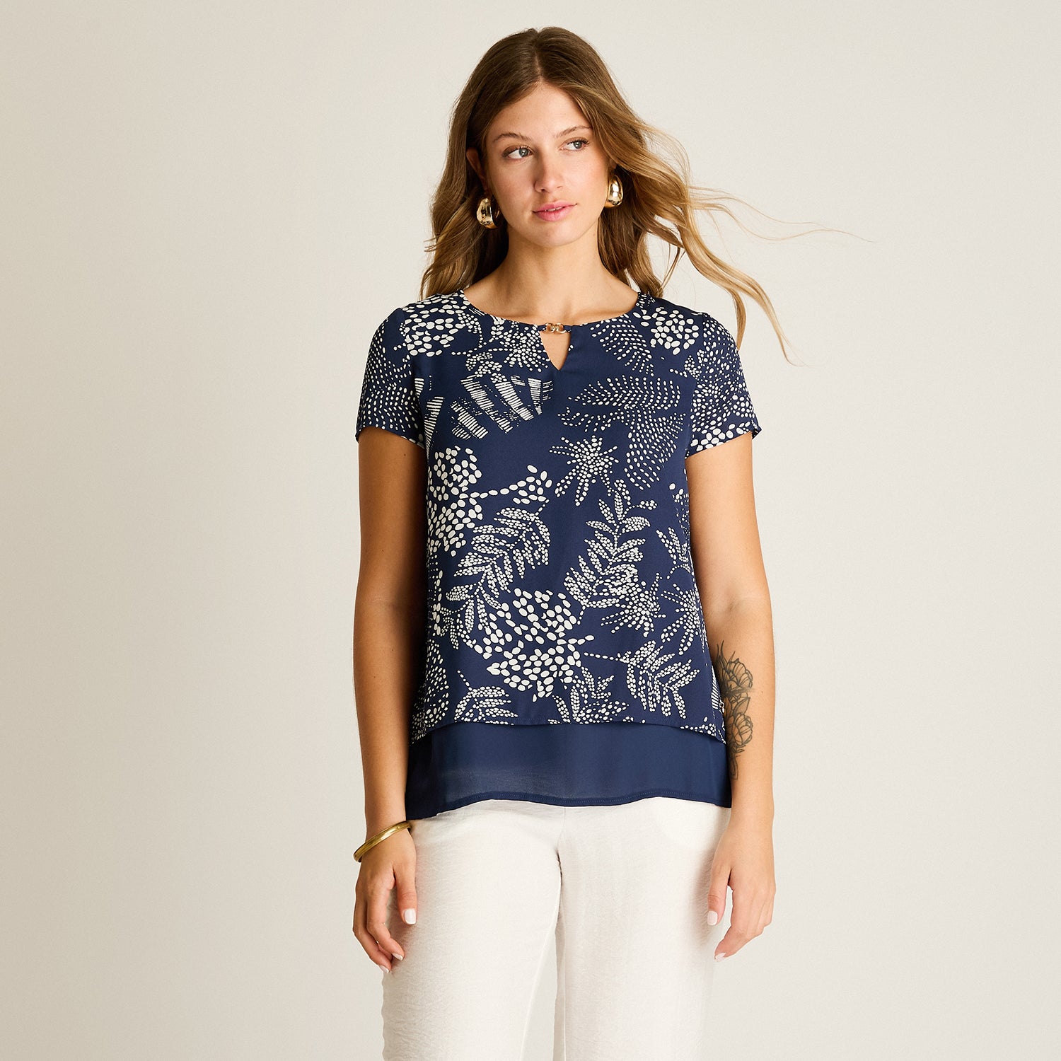 Blusa Azul Manga Corta