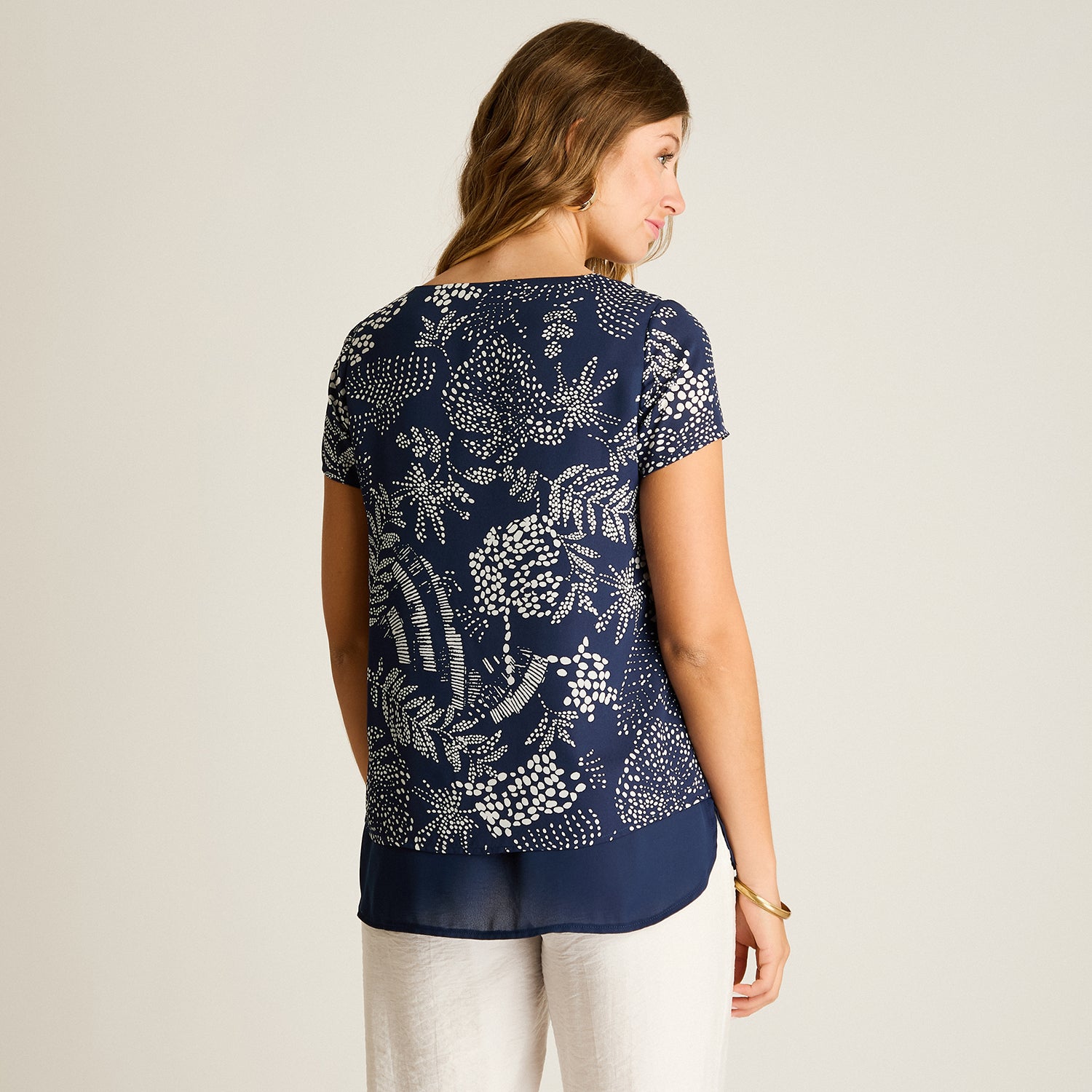 Blusa Azul Manga Corta