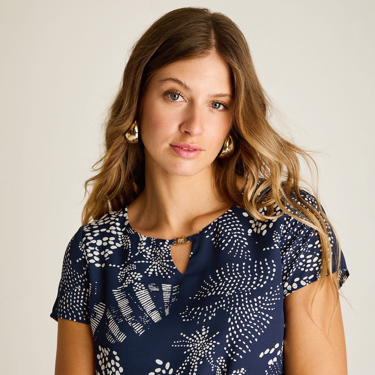 Blusa Azul Manga Corta