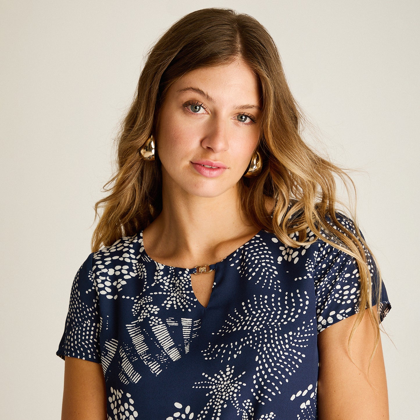 Blusa Azul Manga Corta