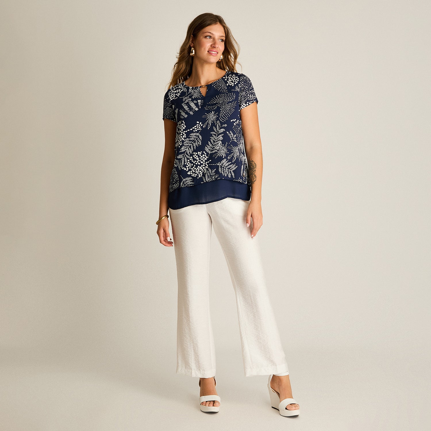 Blusa Azul Manga Corta