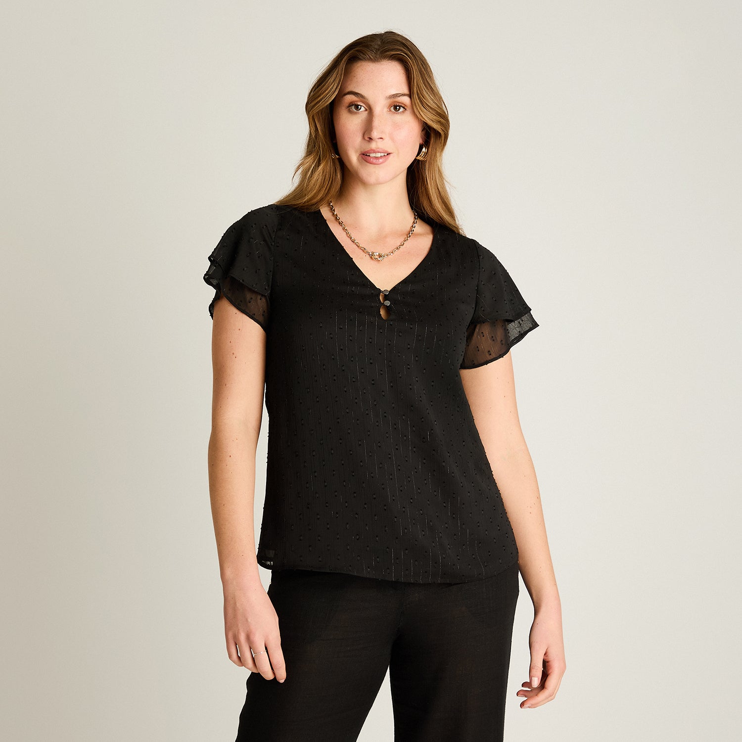 Blusa Negro Manga Corta con Forro