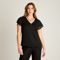 Blusa Negro Manga Corta con Forro