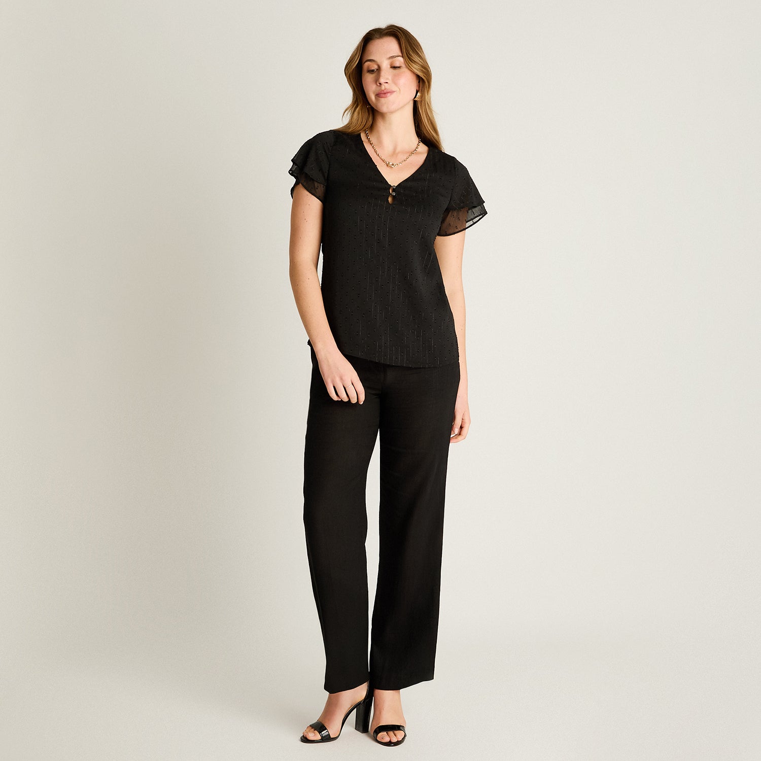 Blusa Negro Manga Corta con Forro