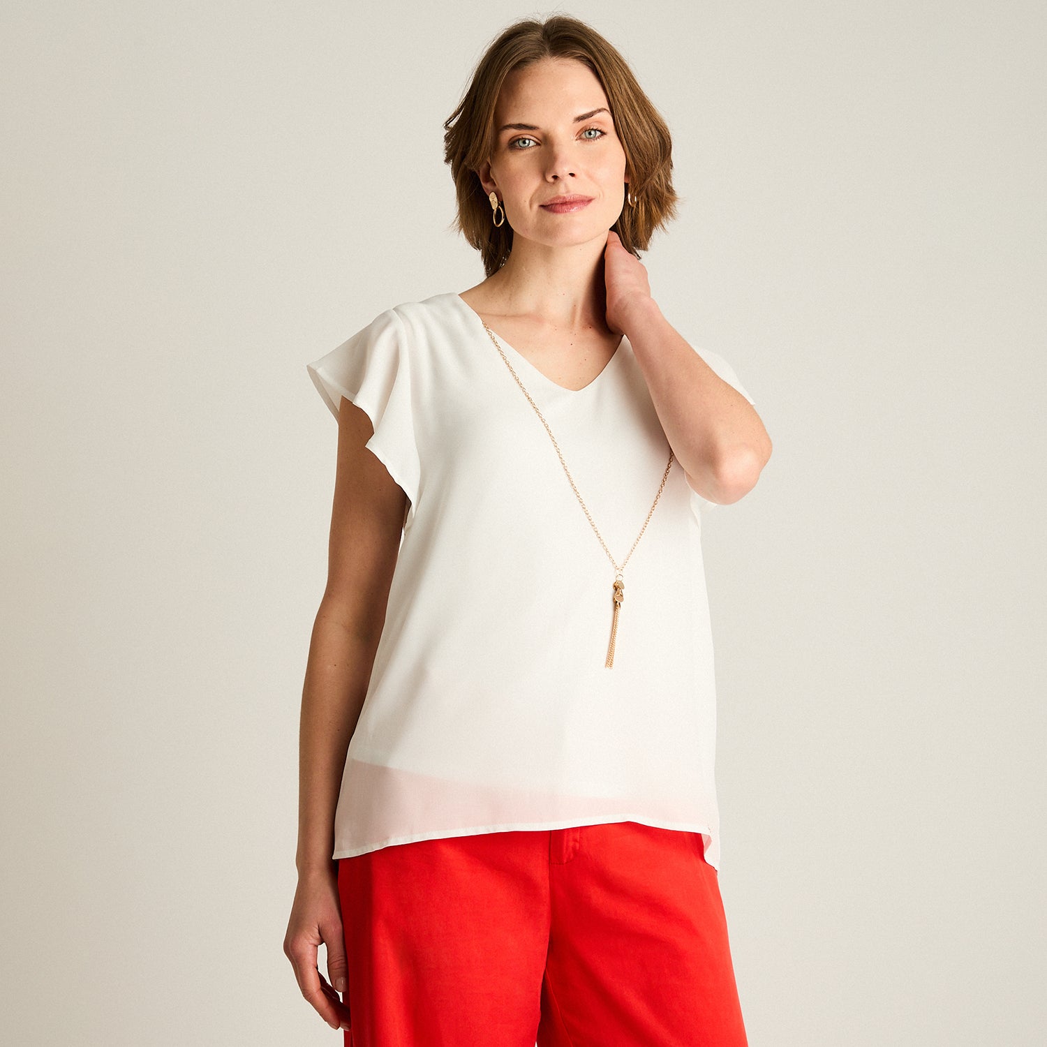 Blusa Crudo Volante Elegante