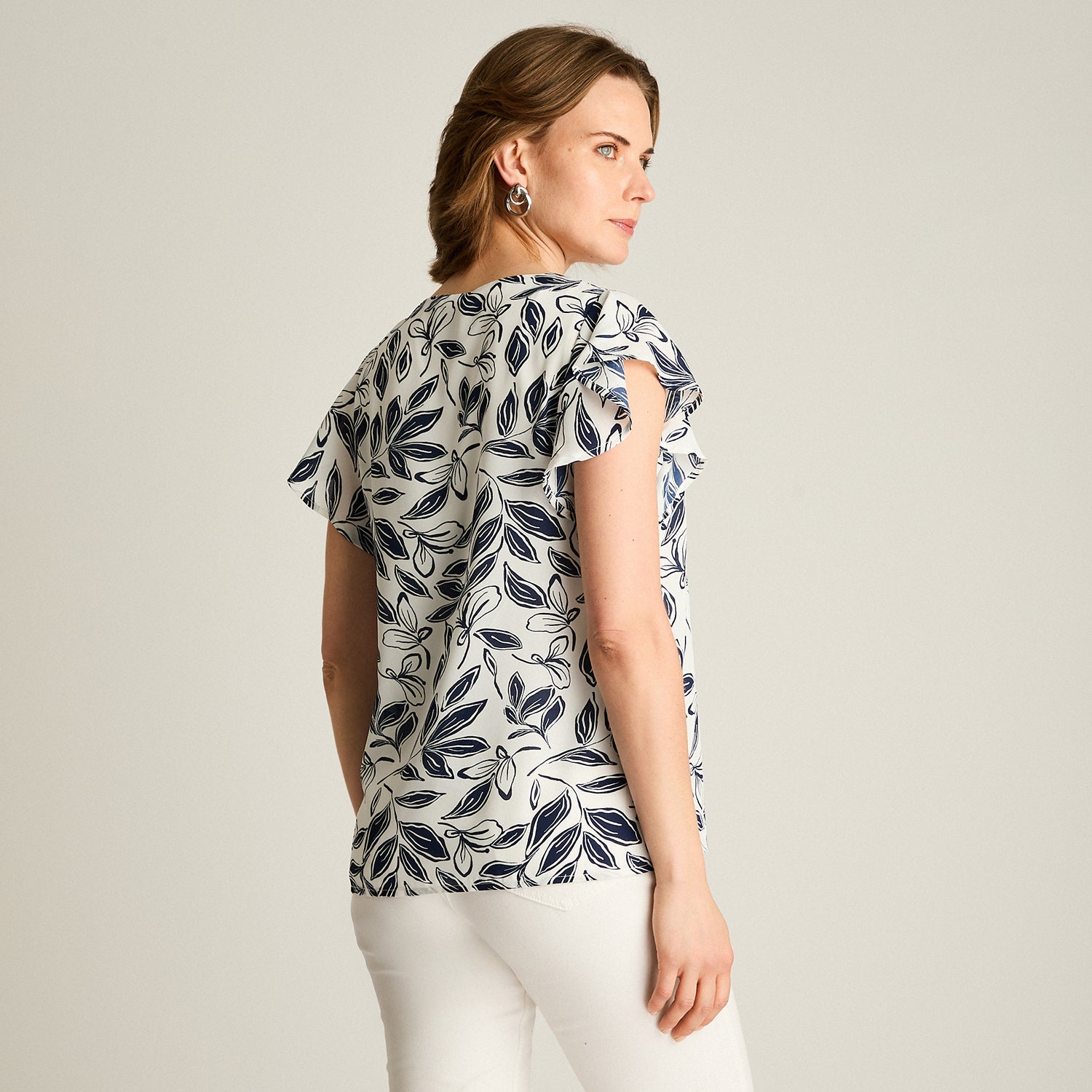 Blusa Azul Floral Manga Corta
