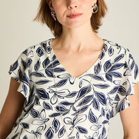 Blusa Azul Floral Manga Corta
