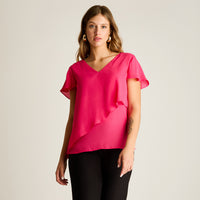 Blusa Fucsia Asimétrica Cuello V